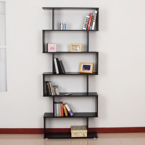 HOMCOM 76 6-Tier Geometric Wooden Bookcase S Shaped Storage Display Bookshelf Modern shelf Open Concept Living Room Home Office Furniture, Maple | Best Buy Canada HOMCOM 76 6-Tier Geometric Wooden Bookcase S Shaped Storage Display Bookshelf Modern shelf Open Concept Living Room Home Office Furniture, Maple | Best Buy Canada
